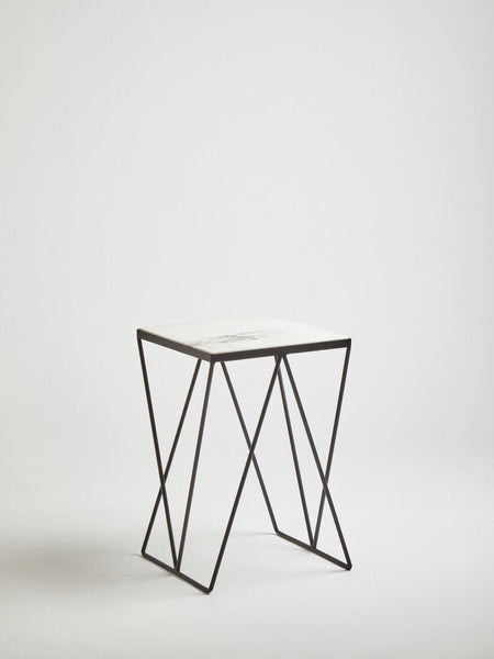 Shalimar Marble Square Side Table with Black Finish Legs