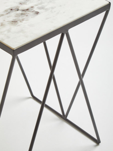 Shalimar Marble Square Side Table with Black Finish Legs