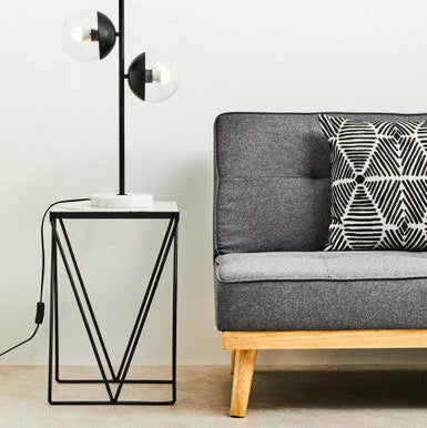 Shalimar Marble Square Side Table with Black Finish Legs
