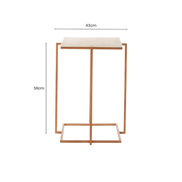 Shalimar White Marble Square Side Table with Gold Finish Legs