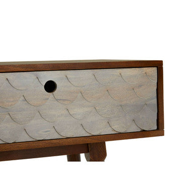 Costal Natural Carved Mango Wood 2 Drawer Console Table
