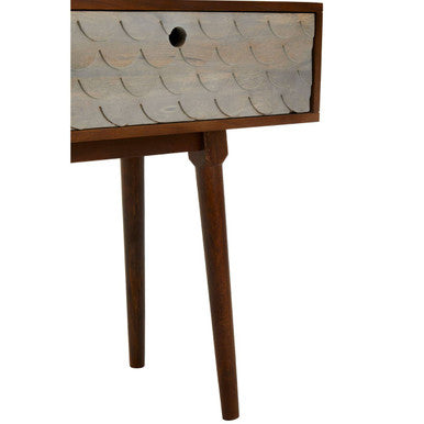Costal Natural Carved Mango Wood 2 Drawer Console Table