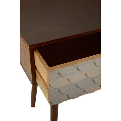 Costal Natural Carved Mango Wood 2 Drawer Console Table