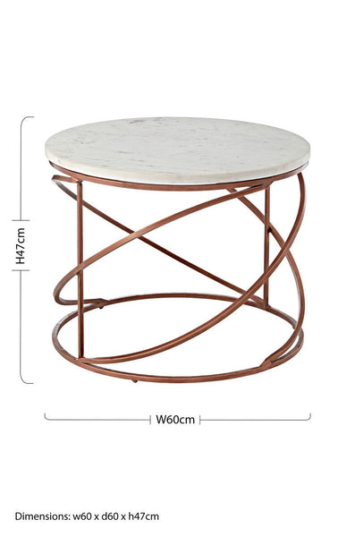 Nirav White Marble Round Coffee Table with Brass Finish Base