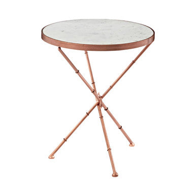White Marble Top Cross Leg Table with Metal Finish | Nirav