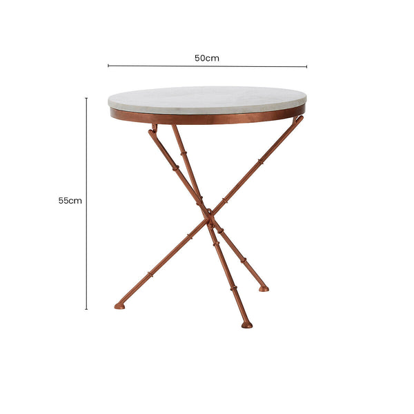 White Marble Top Cross Leg Table with Metal Finish | Nirav