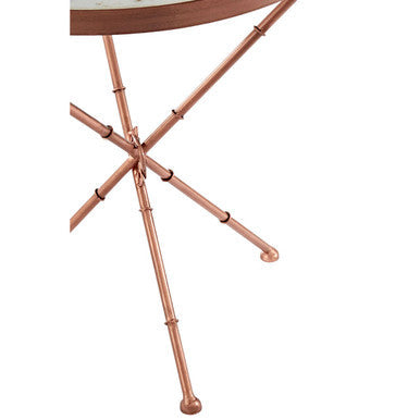 White Marble Top Cross Leg Table with Metal Finish | Nirav