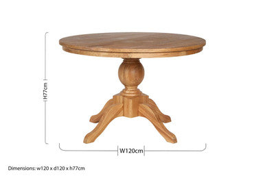 Lyon Natural Oak Wood Round Dining Table