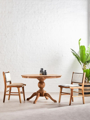 Lyon Natural Oak Wood Round Dining Table