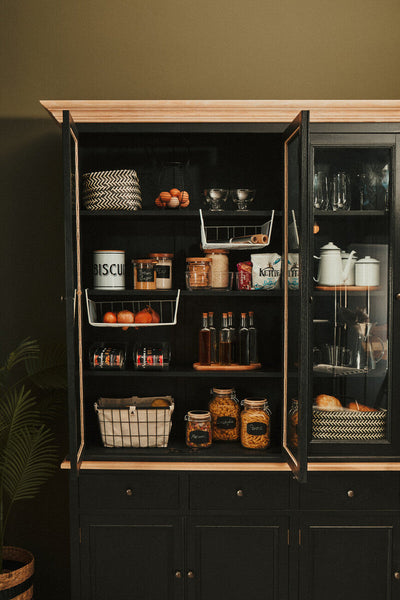 Lyon Black Oak Wood Large Cabinet