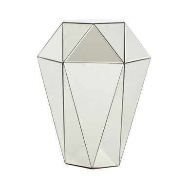 Kensington Townhouse Silver Finish Mirrored Faceted Side Table