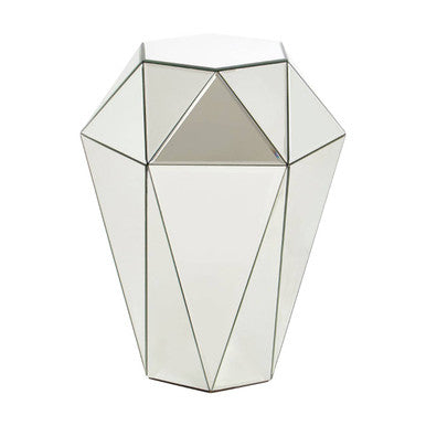 Kensington Townhouse Silver Finish Mirrored Faceted Side Table