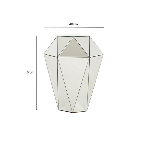 Kensington Townhouse Silver Finish Mirrored Faceted Side Table