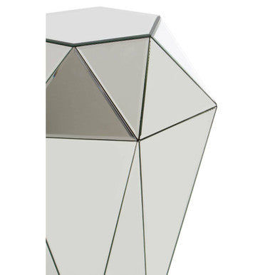 Kensington Townhouse Silver Finish Mirrored Faceted Side Table