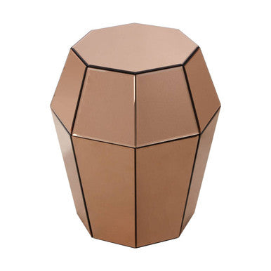 Kensington Townhouse Rose Gold Finish Mirrored Faceted Side Table