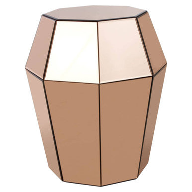 Kensington Townhouse Rose Gold Finish Mirrored Faceted Side Table