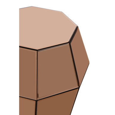 Kensington Townhouse Rose Gold Finish Mirrored Faceted Side Table