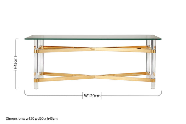 Glass Top Coffee Table with Acrylic Legs | Clarence