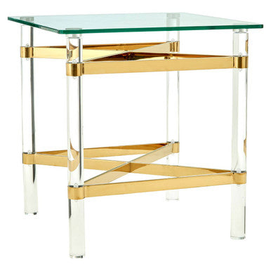 Glass Top Side Table with Acrylic Legs | Clarence