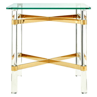 Glass Top Side Table with Acrylic Legs | Clarence