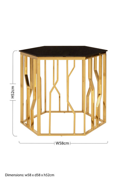 Alvaro Gold And Black Hexagonal Side Table
