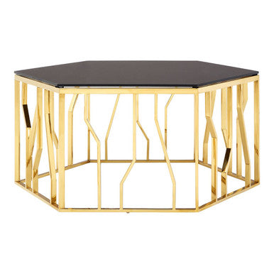 Alvaro Gold And Black Hexagonal Coffee Table