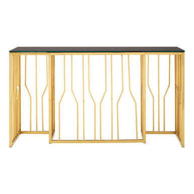 Alvaro Black Glass Console Table with Gold Finish Frame