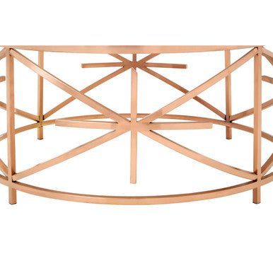 Alvaro Black Marble Round Coffee Table with Rose Gold Finish Frame