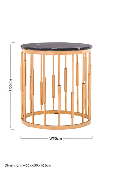 Alvaro Round Copper Finish Side Table