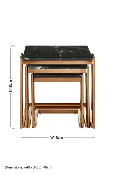 Alvaro Nest Of 3 Square Tables With Black Marble Top