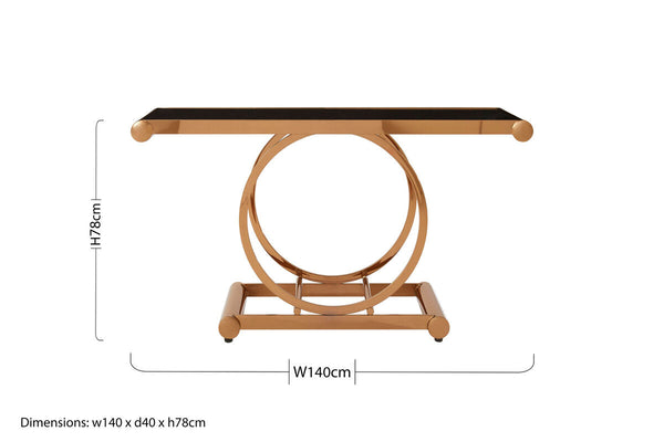 Novara Rose Gold Console Table