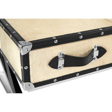 Mango Wood Three-Drawer Coffee Table with Leather Handles Black Trim and Stud Detailing | Kensington Townhouse