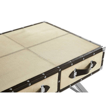 Mango Wood Three-Drawer Coffee Table with Leather Handles Black Trim and Stud Detailing | Kensington Townhouse
