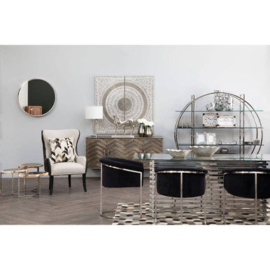 Silver Dining Table with Clear Tempered Glass Top | Vogue