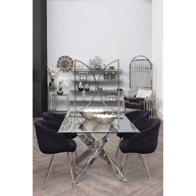 Vogue Black And Silver Velvet Chair