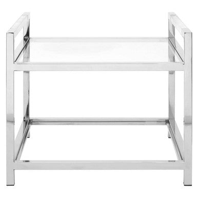 Silver Two Tier Square End Table with Glass Top | Vogue
