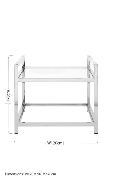 Silver Two Tier Square End Table with Glass Top | Vogue