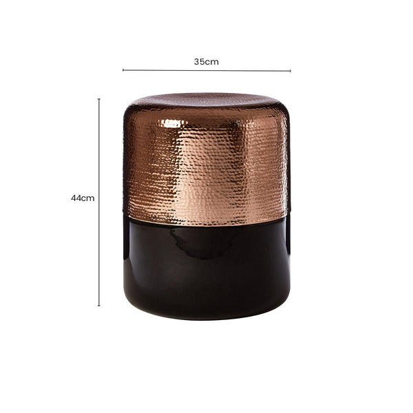 Margot Black Glass and Copper Finish Side Table