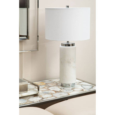 Vita White Agate Console Table with Silver Finish Frame
