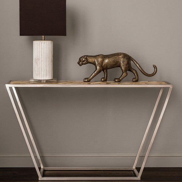 Vita White Agate Console Table with Silver Finish Frame