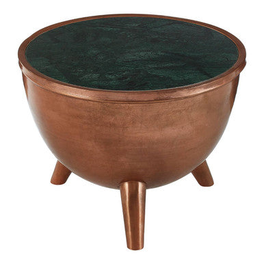 Crest Green Marble and Copper Finish Coffee Table
