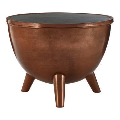 Crest Green Marble and Copper Finish Coffee Table