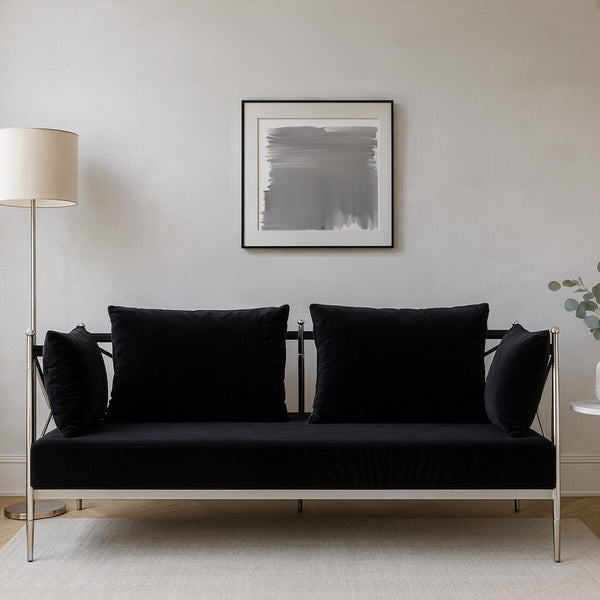 Novo 2 Seat Sofa With Silver Lattice Arms