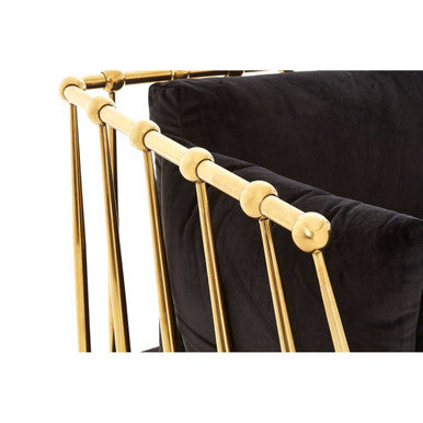 Novo 2 Seat Gold Finish Tapered Arms Sofa
