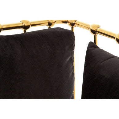 Novo 2 Seat Gold Finish Tapered Arms Sofa