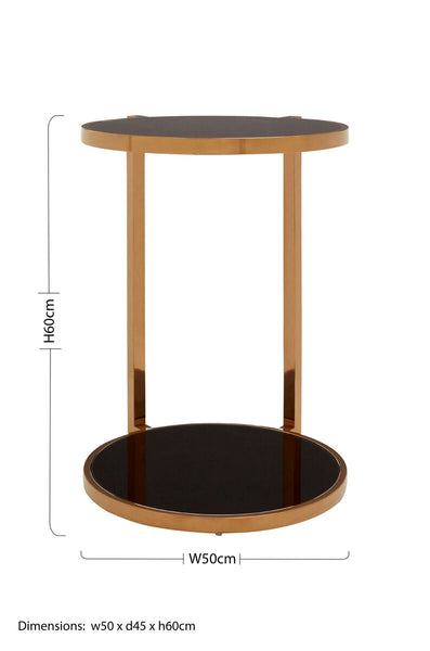 Gold 2 Tier Side Table with Black Tempered Glass | Novo