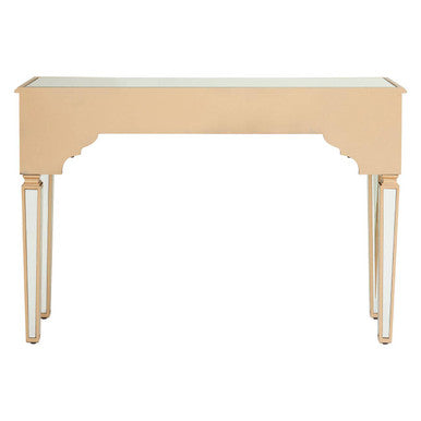 Mirrored Panel 1 Drawer Console Table with Gold Finish Frame and Crystal Knob, Grazia