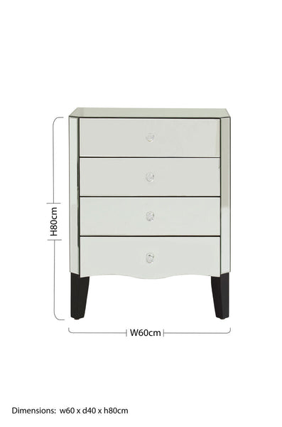 Gabriella Mirrored Chest of 4 Drawers