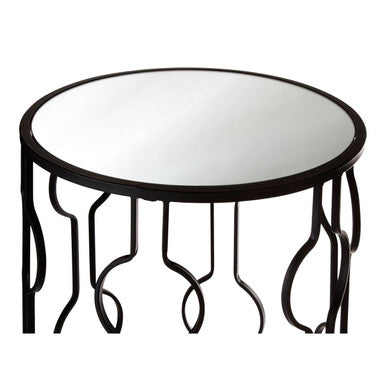 Avantis Black Metal and Mirror Set Of 2 Side Tables
