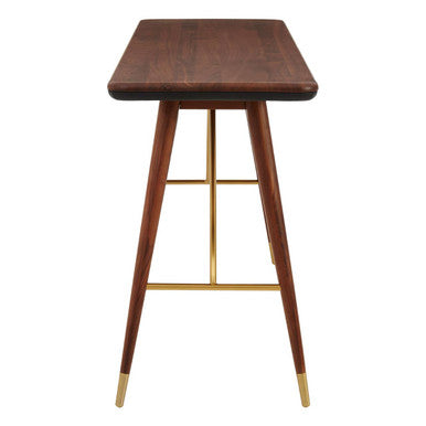 Walnut Wood Console Table with Leather Trim | Kenso